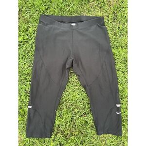 Nike Pants Womens Medium Black 3/4 Running Compression Leggings Capri Reflective